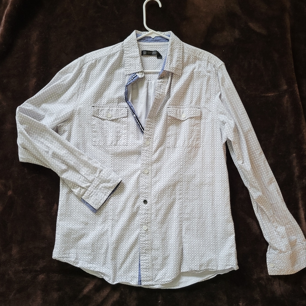 Men's white patterned button down size L